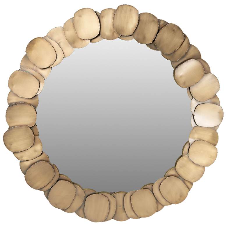 Image 1 Elements Suri 4343"Dia. Antique Brass Round Mirror