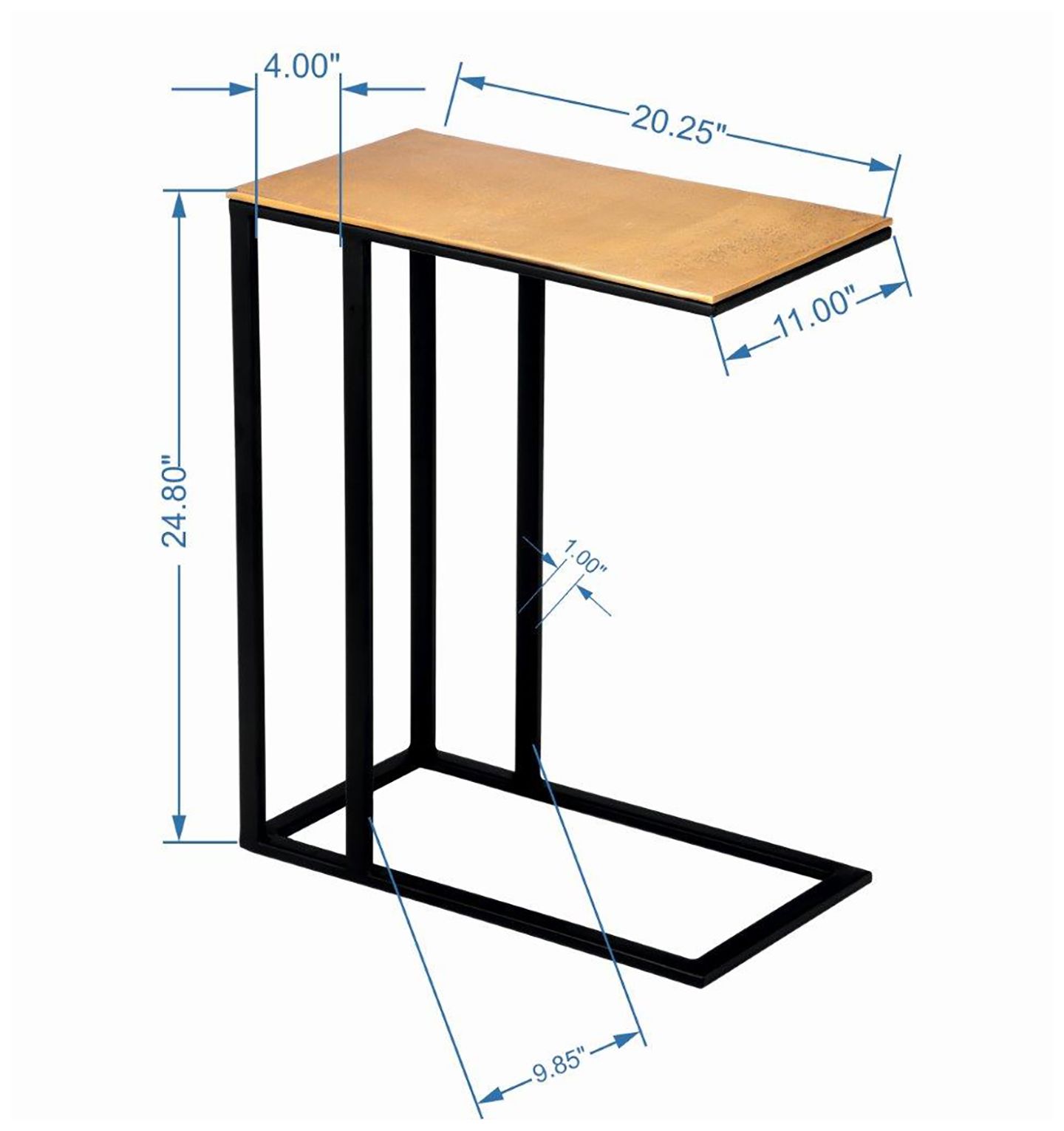 Image 5 Elements Tanu 20.25" Wide Antique Brass End Table Black Frame more views