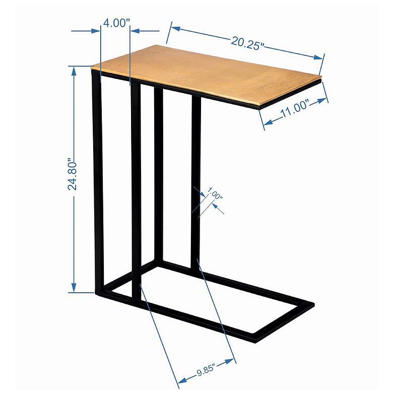 Image 5 Elements Tanu 20.25" Wide Antique Brass End Table Black Frame more views