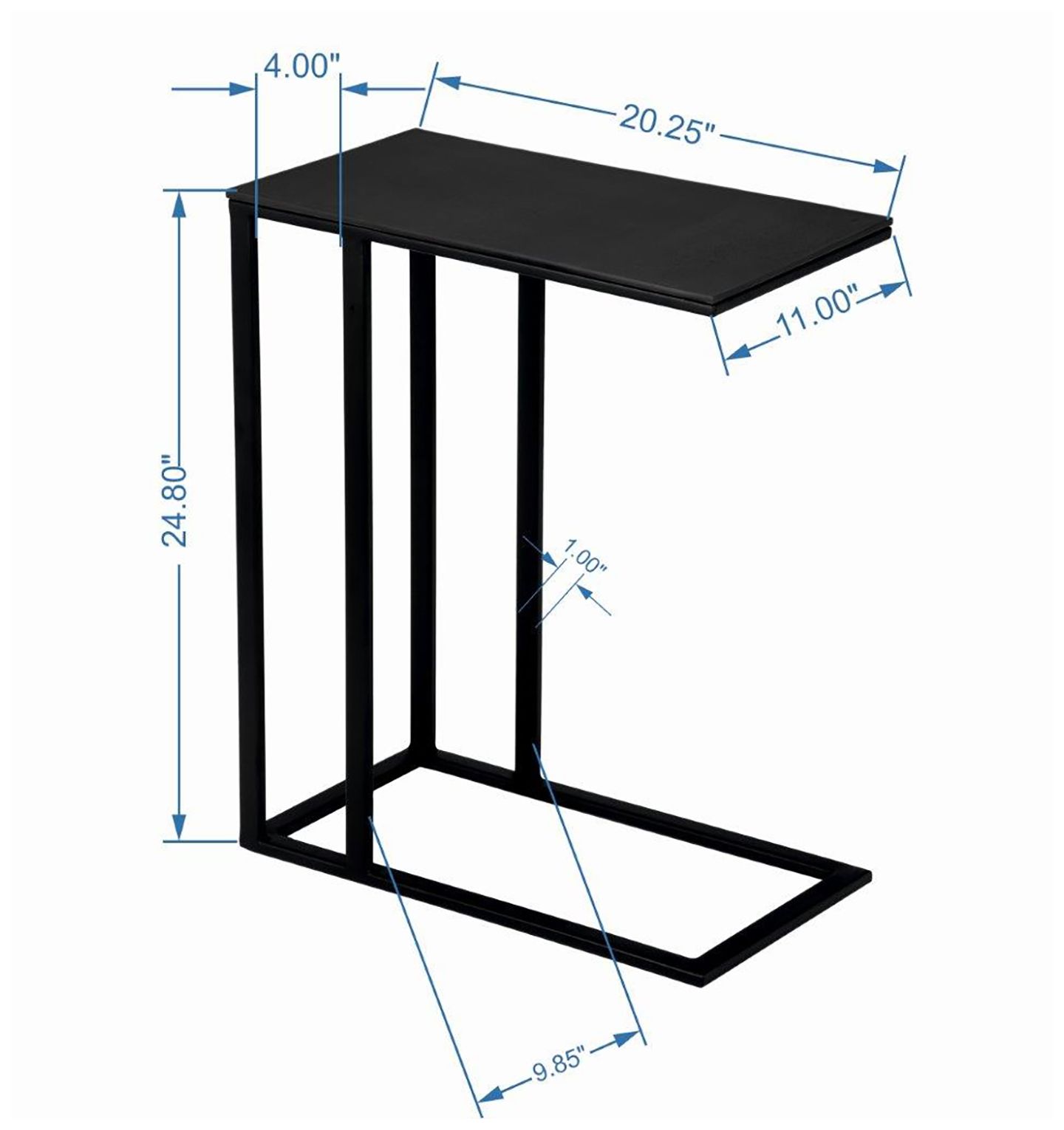 Elements Tanu 20.25" Wide Antique Zinc End Table Black Frame