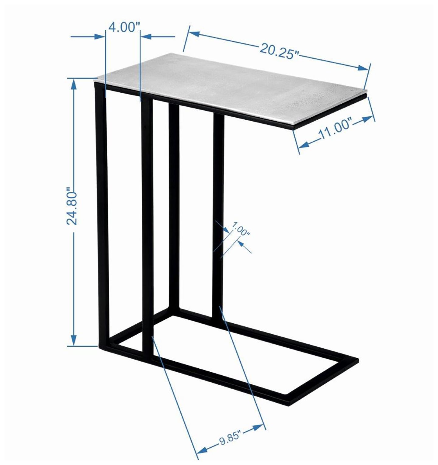 Image 5 Elements Tanu 20.25" Wide Vintage Silver End Table Black Frame more views