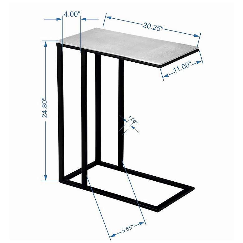 Image 5 Elements Tanu 20.25" Wide Vintage Silver End Table Black Frame more views