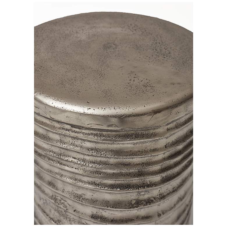 Image 3 Elements Tara 12.5" Wide Vintage Silver Accent Stool more views