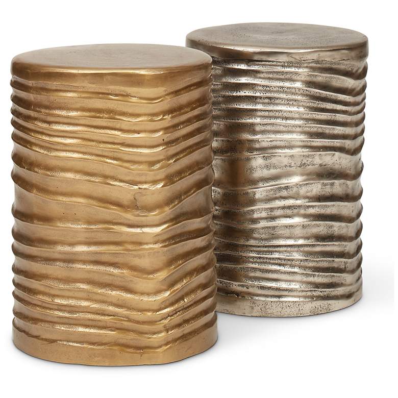 Image 4 Elements Tara 12.5" Wide Vintage Silver Accent Stool more views