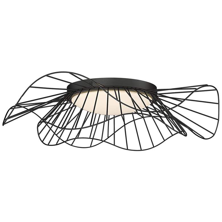 Image 1 Elena 24" Wide Natural Black LED Flush Mount With Opal Glass