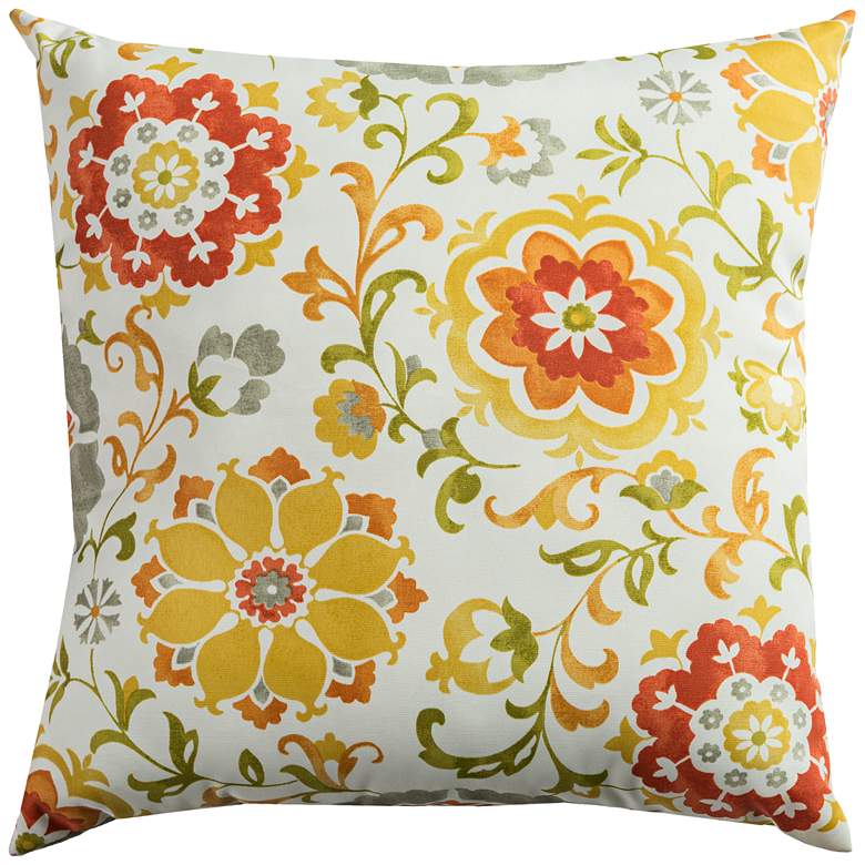 Image 1 Elena Amber Floral 22 inch Square Indoor-Outdoor Pillow