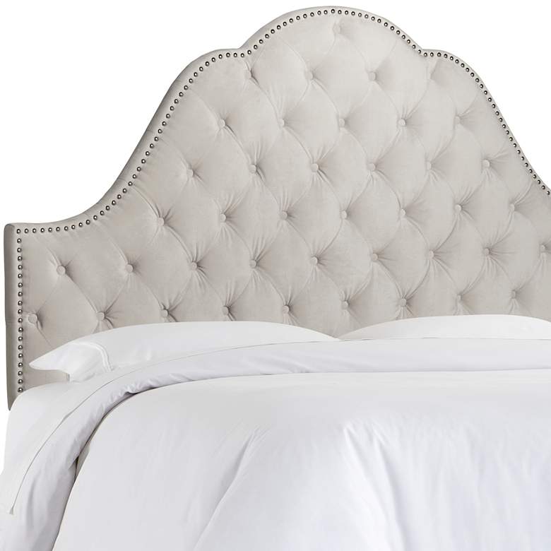 Image 1 Elena Cosmo Stone Upholstered Arched Queen Headboard