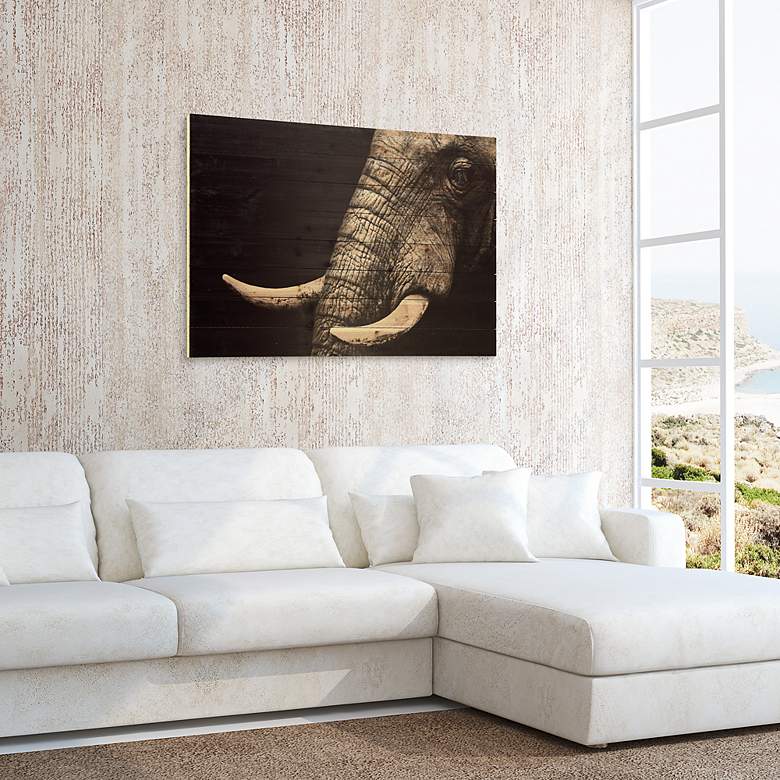 Image 5 Elephant 45"W Rectangular Giclee Print Solid Wood Wall Art more views