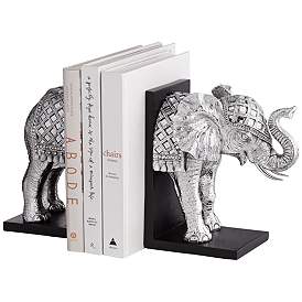 Image2 of Elephant 9 1/4" High Silver Book Ends