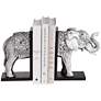 Elephant 9 1/4" High Silver Book Ends