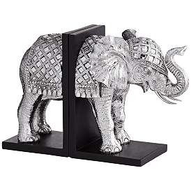 Image5 of Elephant 9 1/4" High Silver Book Ends more views