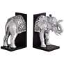 Elephant 9 1/4" High Silver Book Ends