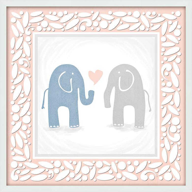 Image 1 Elephant Couple 15 inch Square Framed Giclee Wall Art