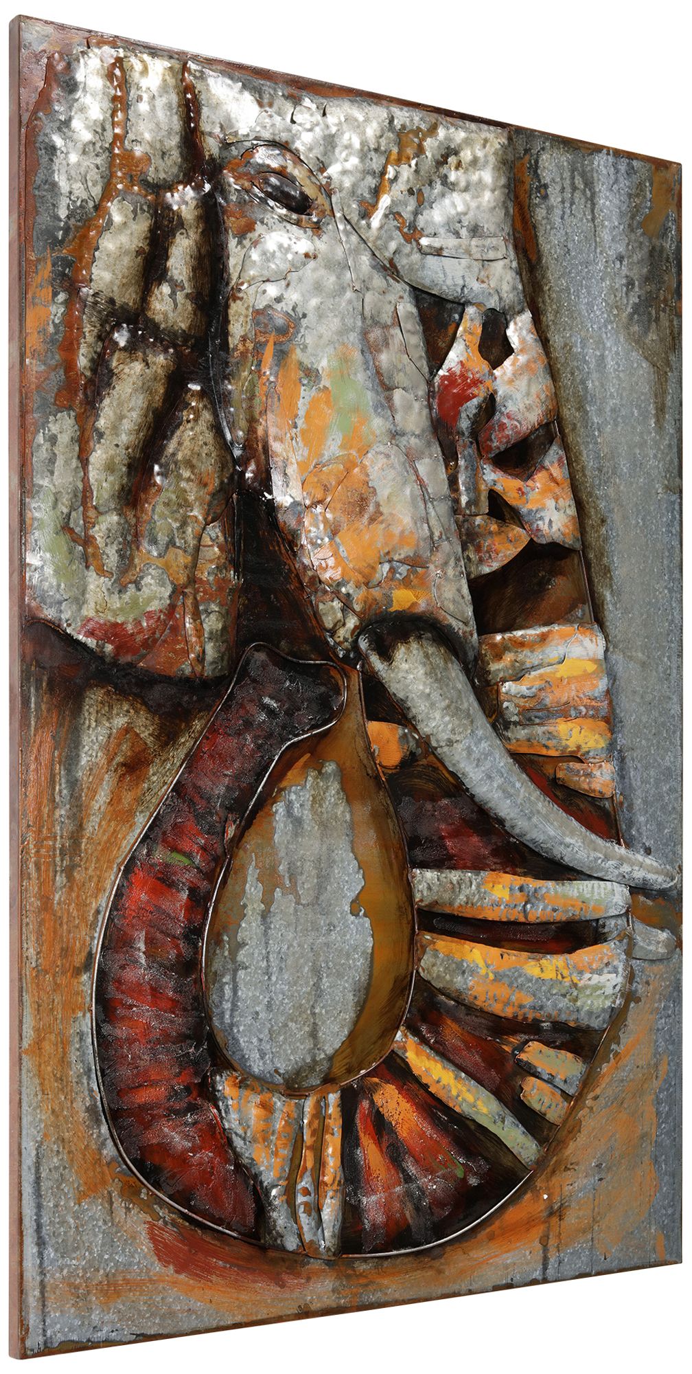 Image 2 Elephant" Mixed Media Iron Hand Painted Dimensional Wall Art more views