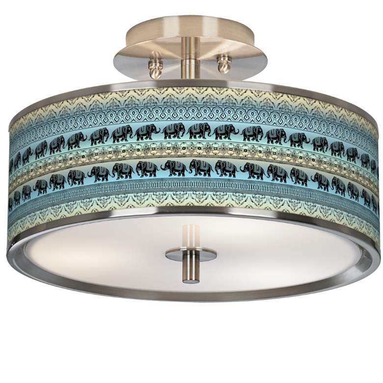 Image 1 Elephant March Giclee Glow 14" Wide Ceiling Light