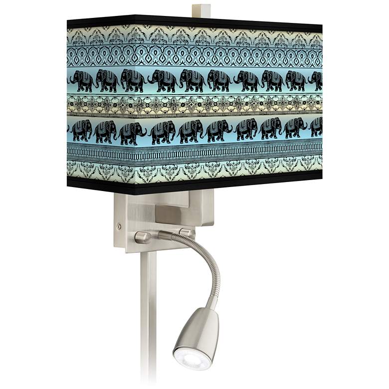 Image 1 Elephant March Giclee Glow LED Reading Light Plug-In Sconce