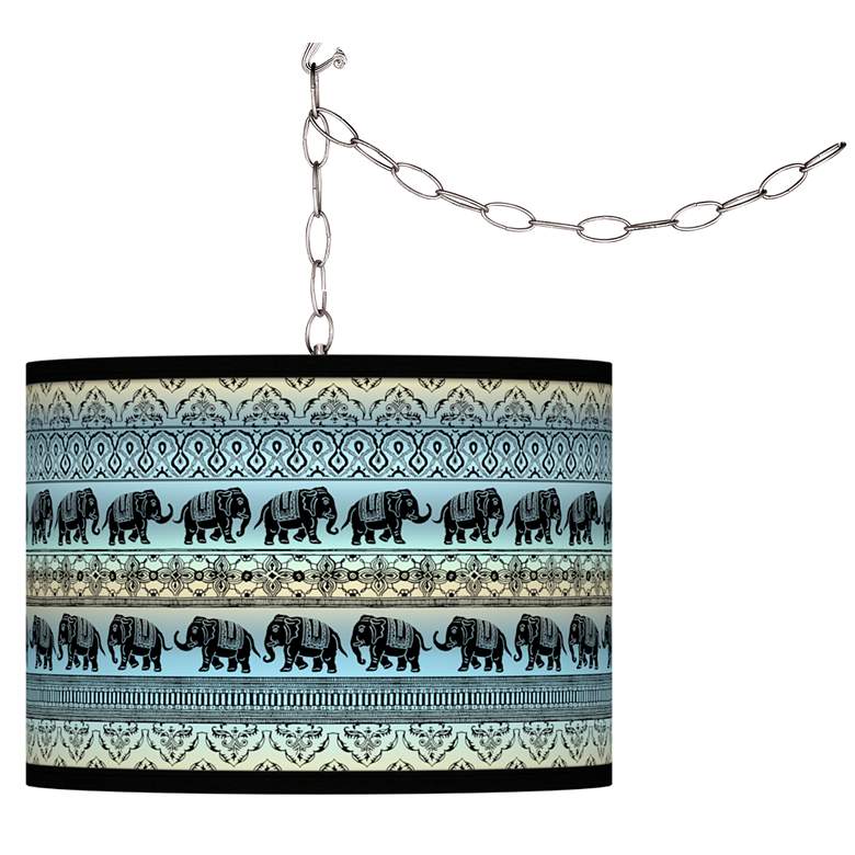 Image 1 Elephant March Giclee Glow Plug-In Swag Pendant
