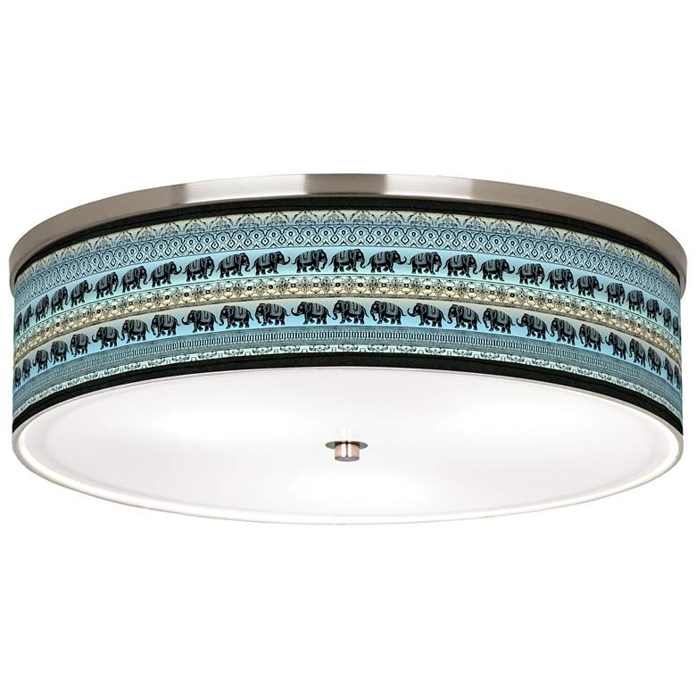 Image 1 Elephant March Giclee Nickel 20 1/4" Wide Ceiling Light