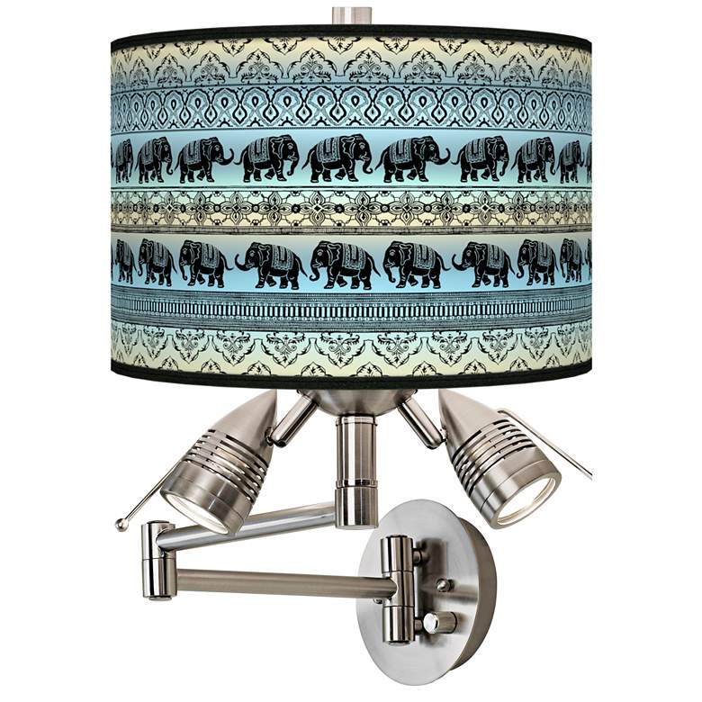 Elephant March Giclee Plug-In Swing Arm Wall Lamp