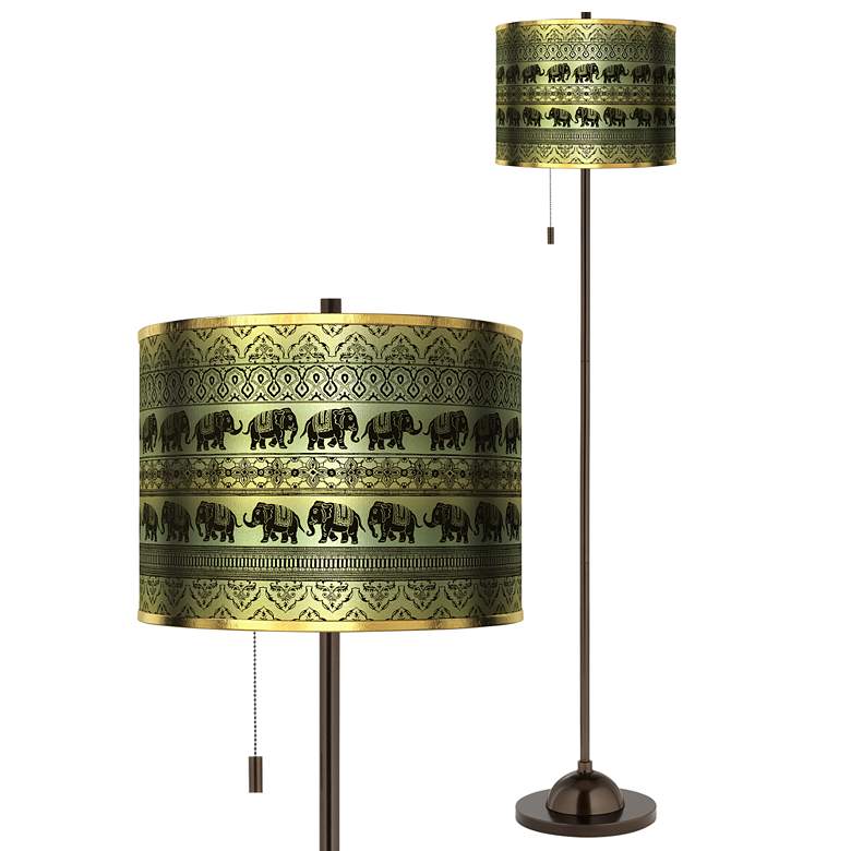Image 1 Elephant March Gold Metallic Giclee Bronze Club Floor Lamp