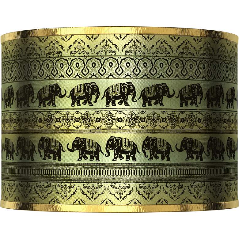 Image 1 Elephant March Gold Metallic Giclee Shade 12x12x8.5 (Spider)