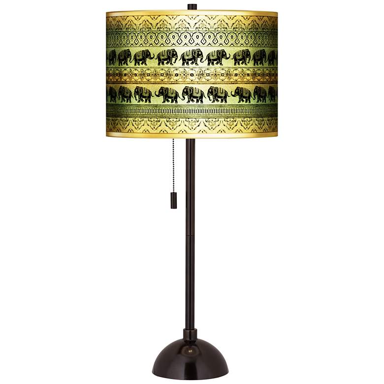 Image 1 Elephant March Gold Metallic Giclee Tiger Bronze Club Table Lamp