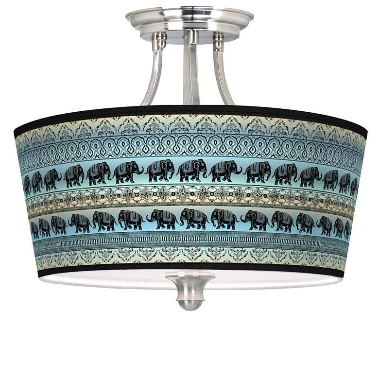 Image 1 Elephant March Tapered Drum Giclee Ceiling Light