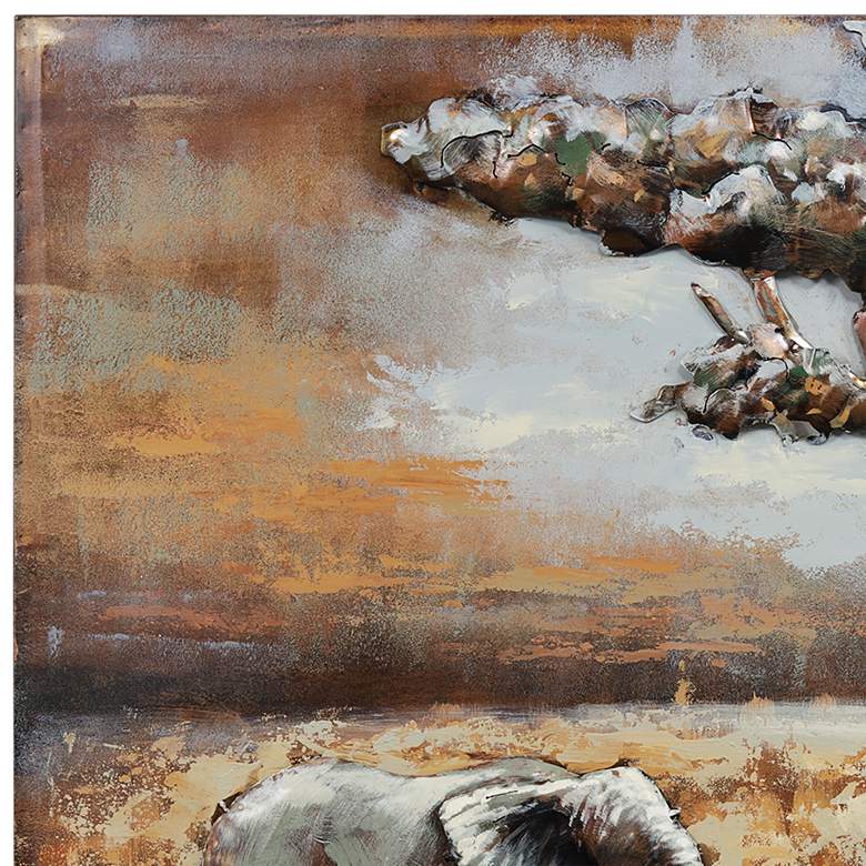 Image 3 Elephants 48" Wide Mixed Media Metal Dimensional Wall Art more views