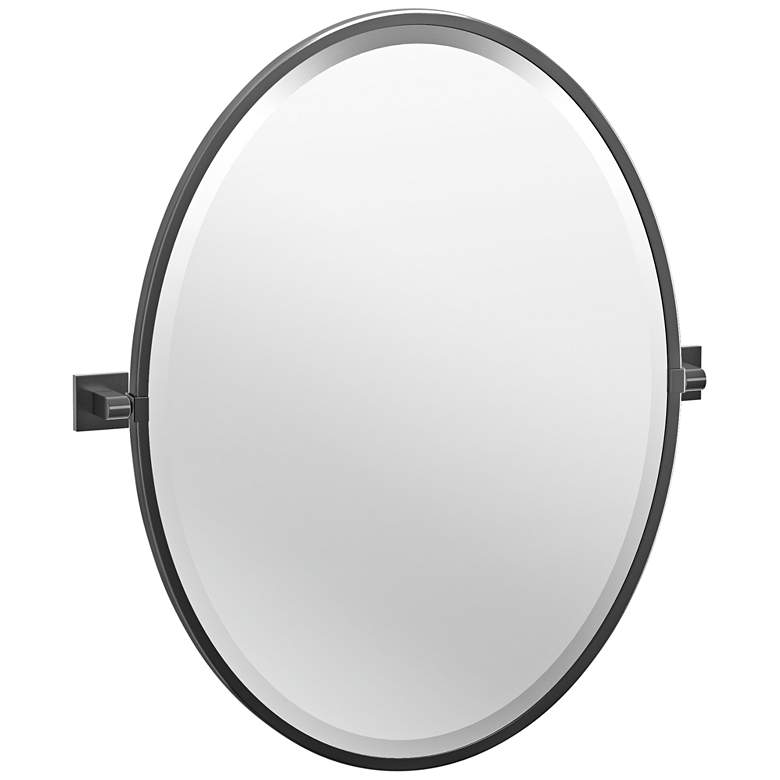 Image 1 Elevate Black 23 3/4" x 27 1/2" Oval Framed Wall Mirror