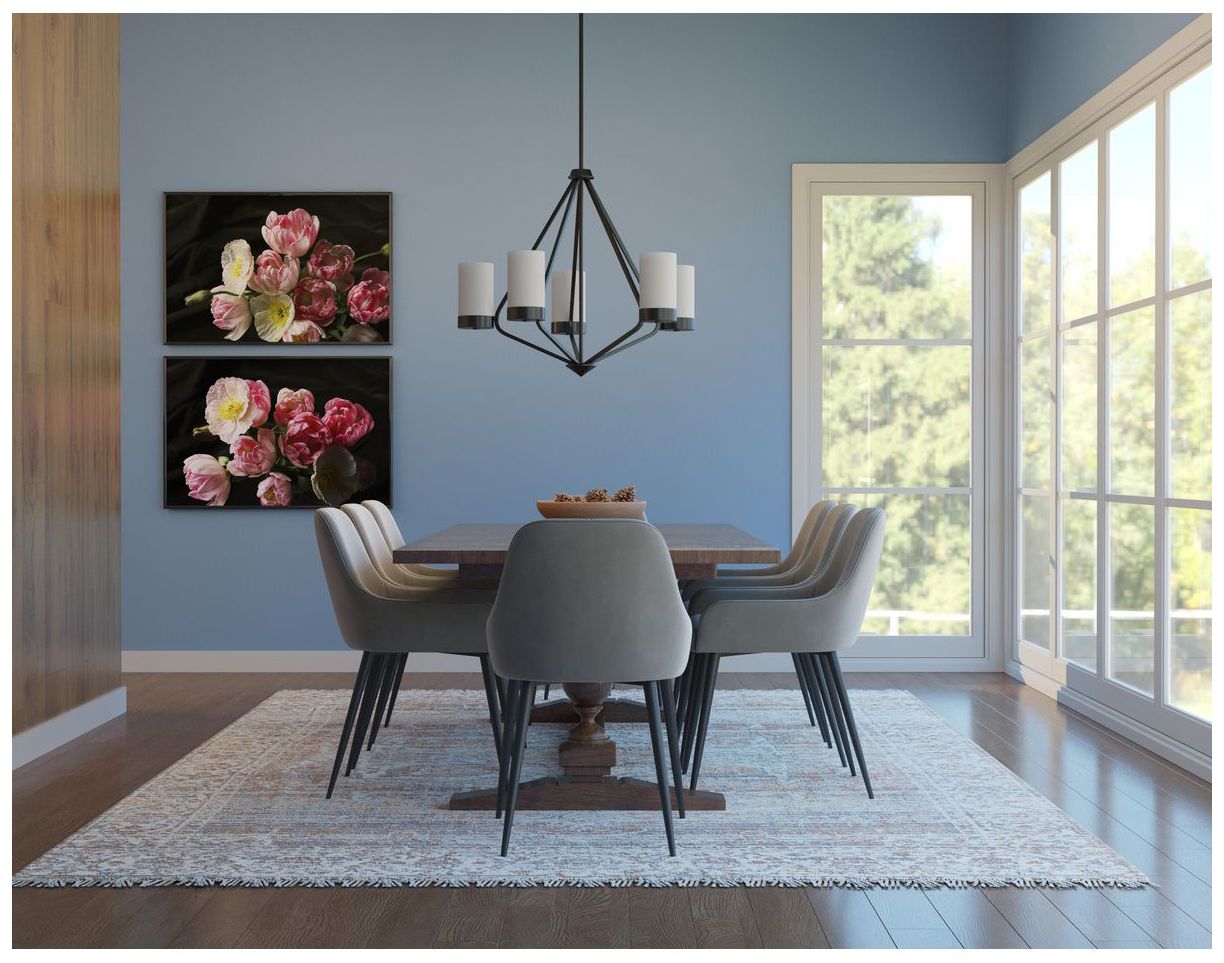 Image 2 Elevate Collection Five-Light Etched White Glass Chandelier Light more views