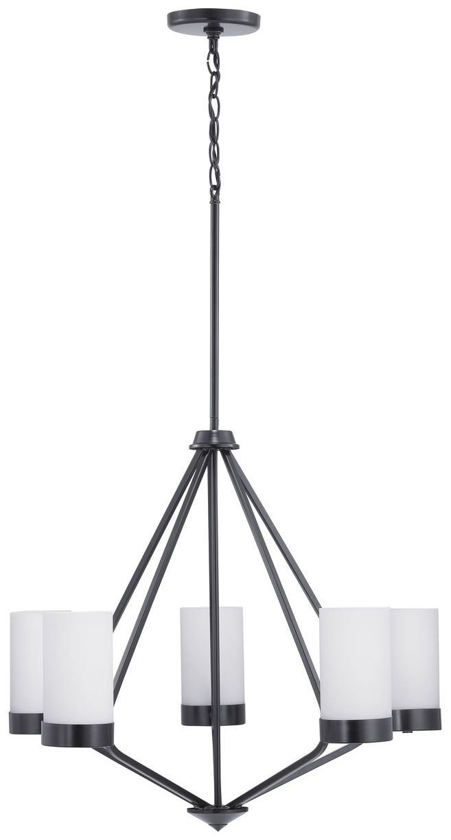 Image 3 Elevate Collection Five-Light Etched White Glass Chandelier Light more views