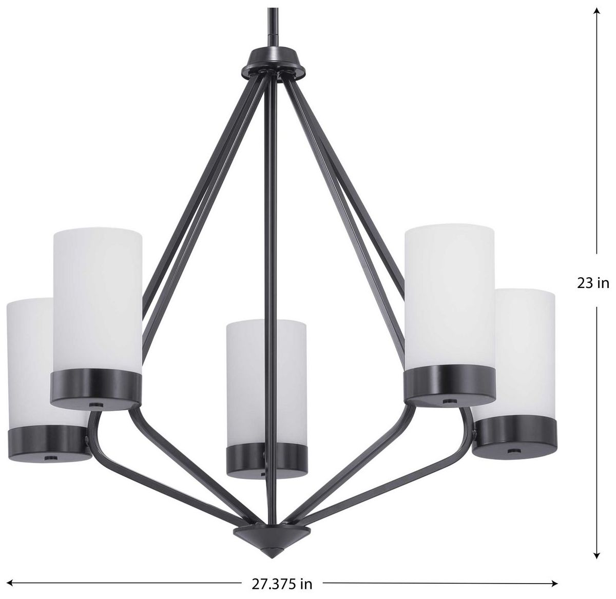 Image 4 Elevate Collection Five-Light Etched White Glass Chandelier Light more views