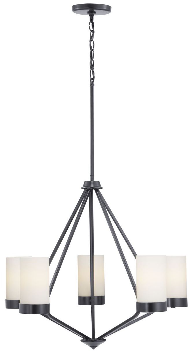 Image 5 Elevate Collection Five-Light Etched White Glass Chandelier Light more views