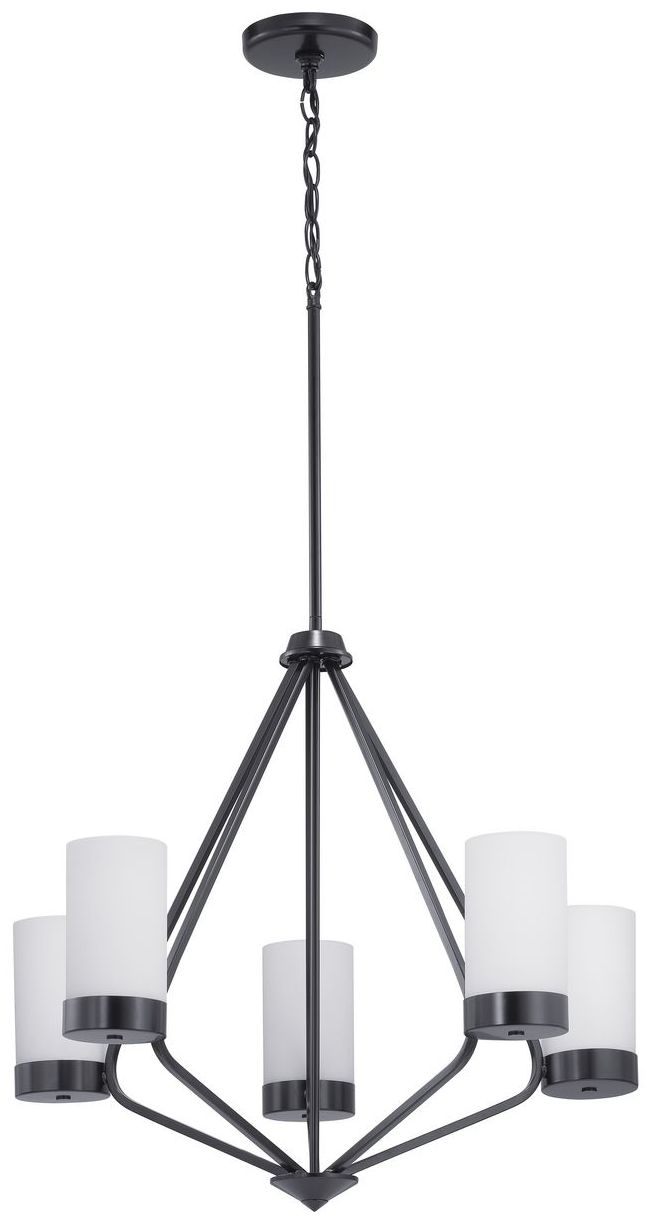 Elevate Collection Five-Light Etched White Glass Chandelier Light
