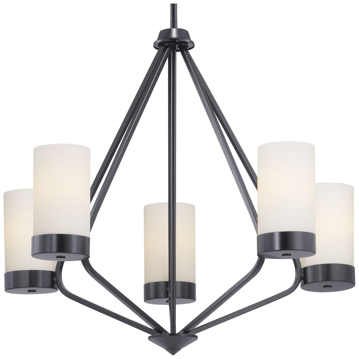 Elevate Collection Five-Light Etched White Glass Chandelier Light