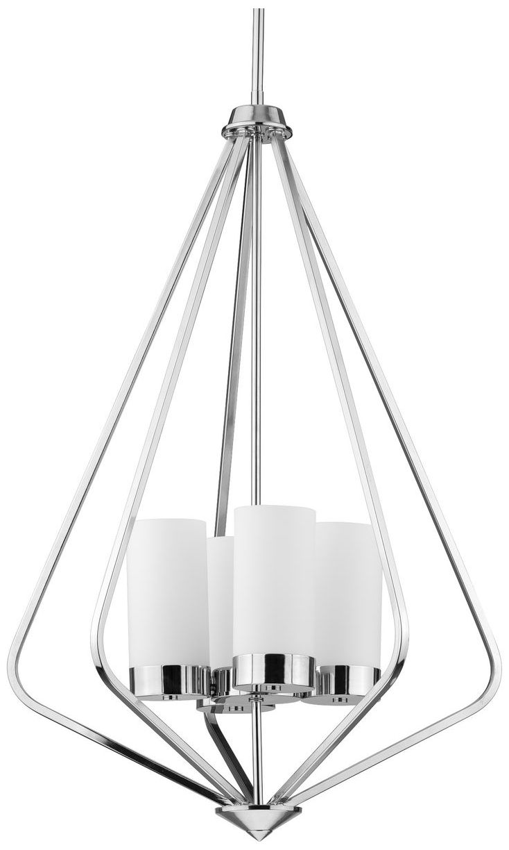 Elevate Collection Four-Light Etched White Glass Hanging Pendant Light