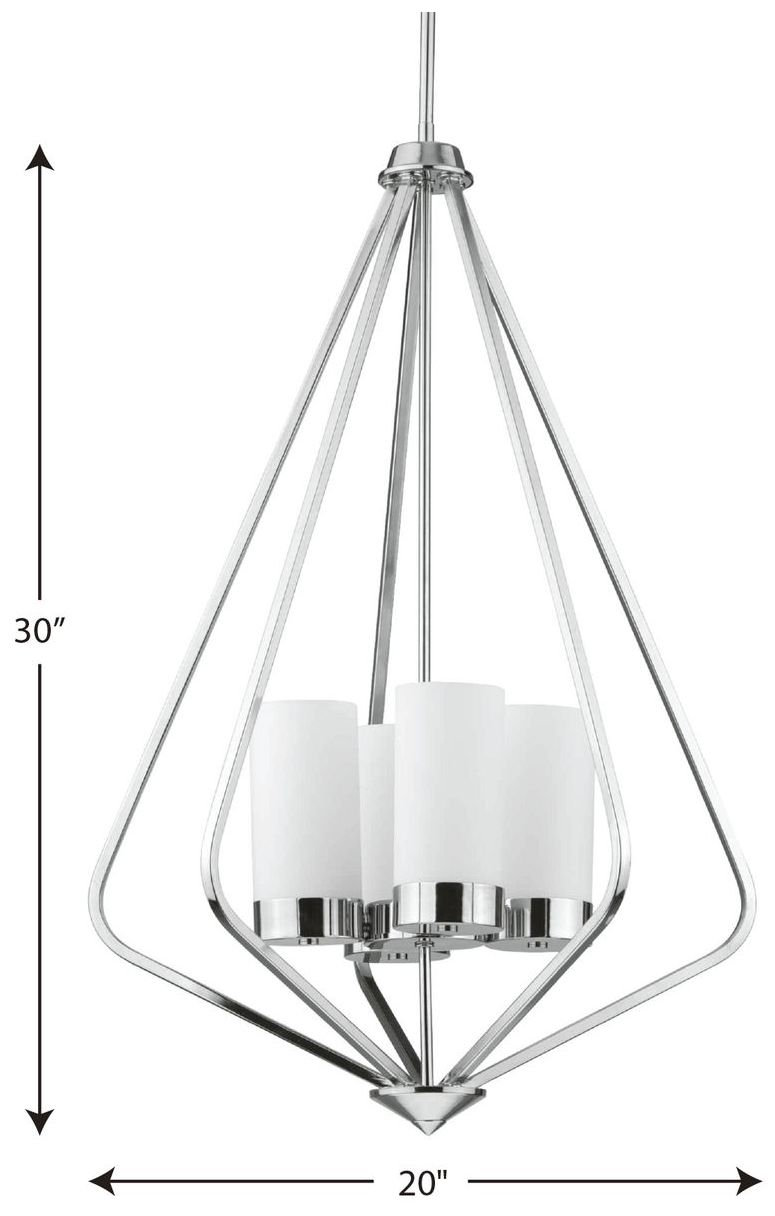 Image 4 Elevate Collection Four-Light Etched White Glass Hanging Pendant Light more views