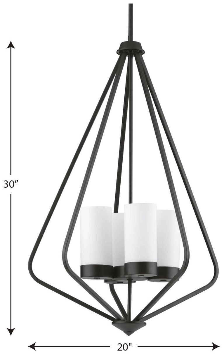 Image 4 Elevate Collection Four-Light Etched White Glass Hanging Pendant Light more views