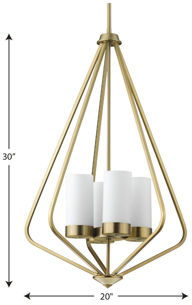 Image 4 Elevate Collection Four-Light Etched White Glass Hanging Pendant Light more views