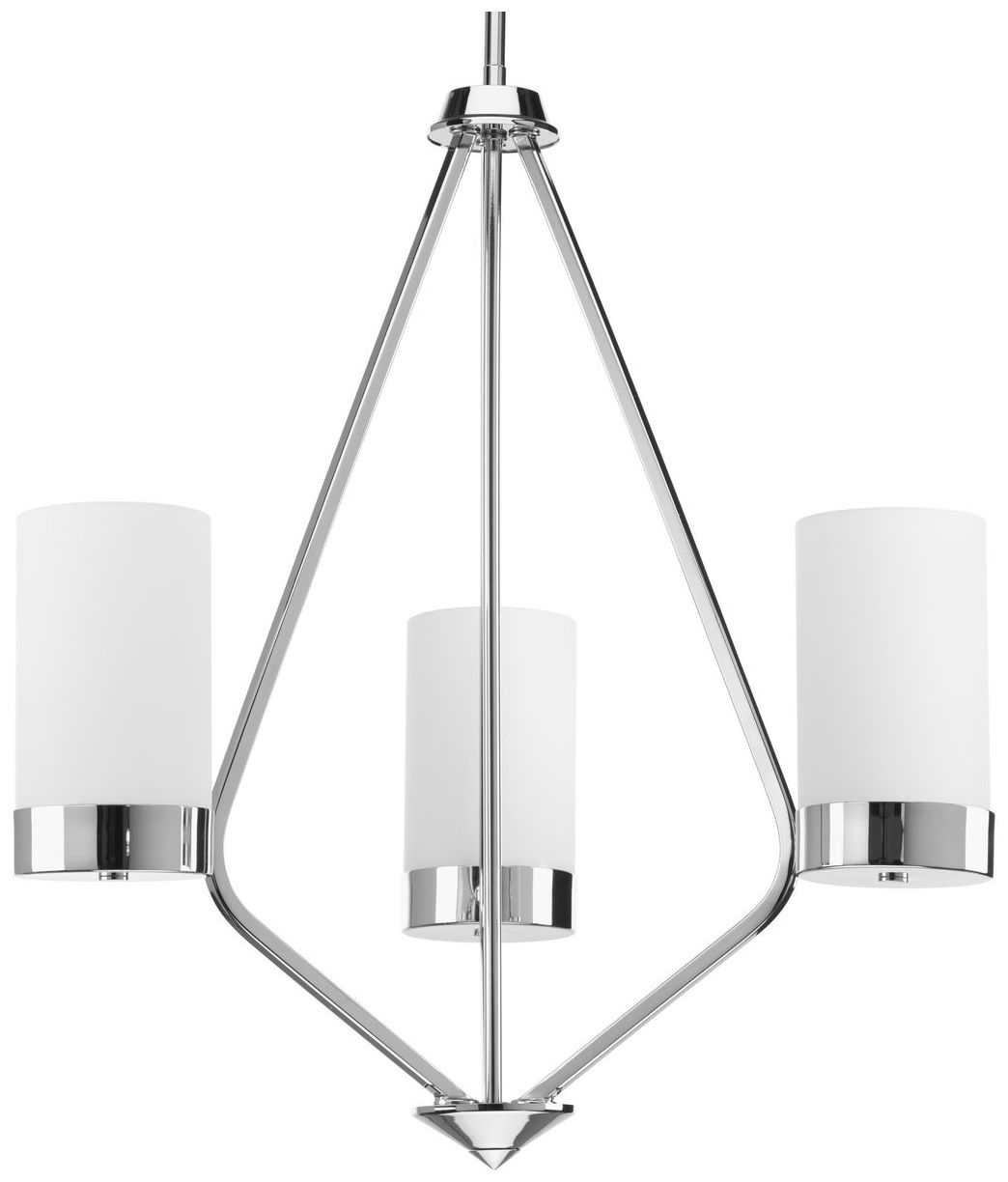 Elevate Collection Three-Light Etched White Glass Chandelier Light