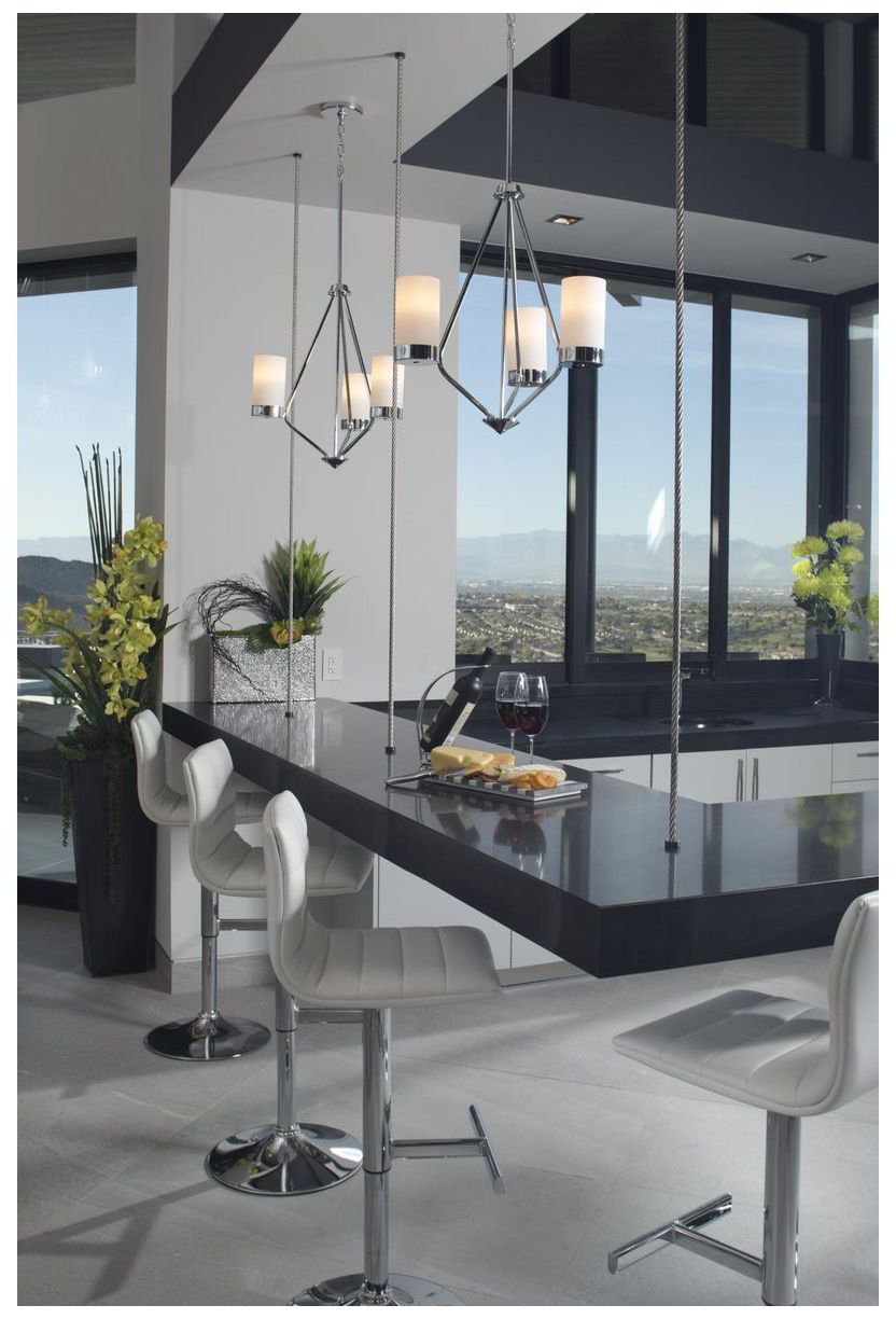 Image 3 Elevate Collection Three-Light Etched White Glass Chandelier Light more views
