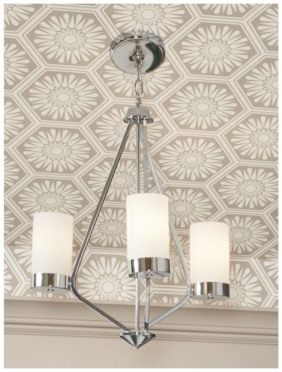 Elevate Collection Three-Light Etched White Glass Chandelier Light
