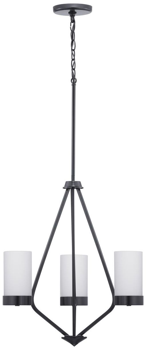 Image 2 Elevate Collection Three-Light Etched White Glass Chandelier Light more views