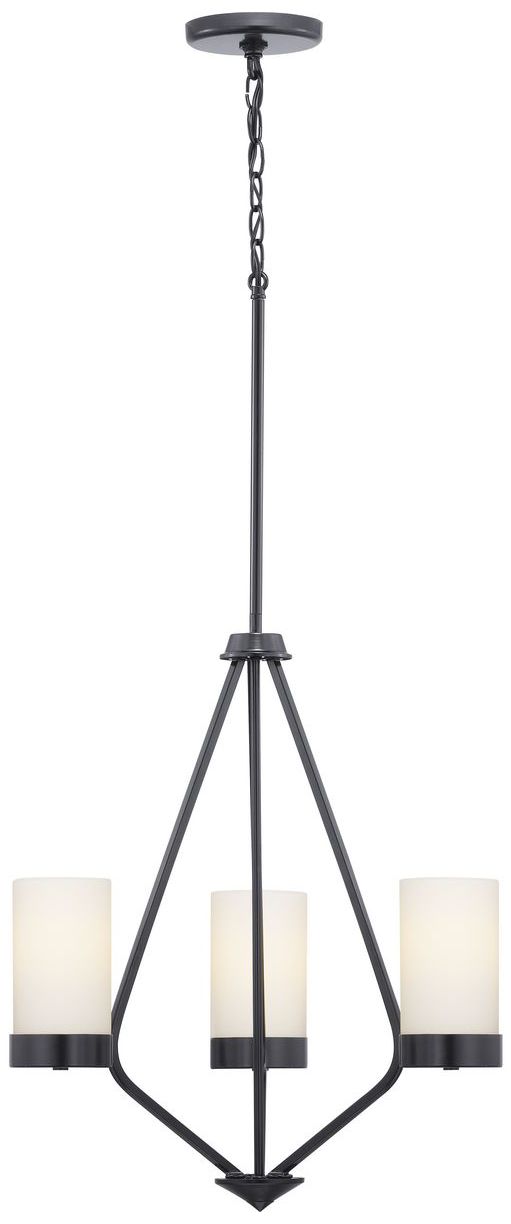 Image 3 Elevate Collection Three-Light Etched White Glass Chandelier Light more views