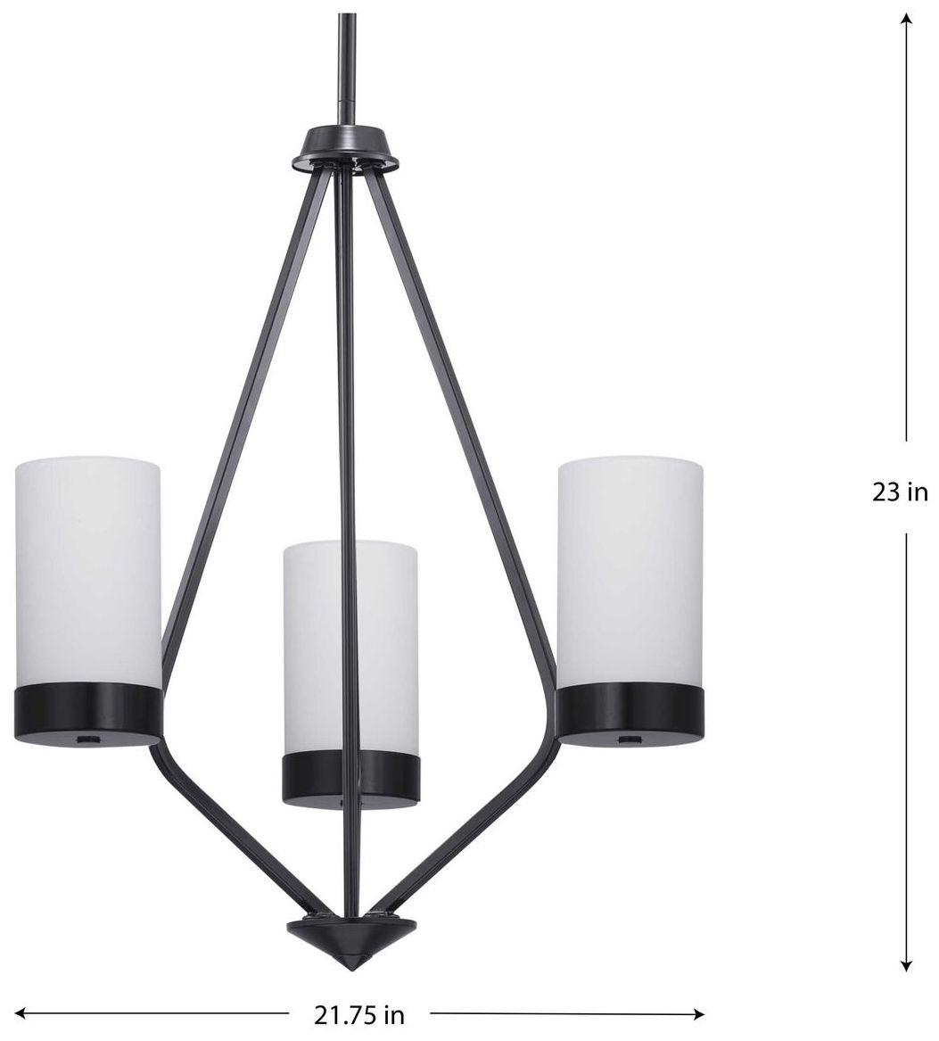 Image 4 Elevate Collection Three-Light Etched White Glass Chandelier Light more views