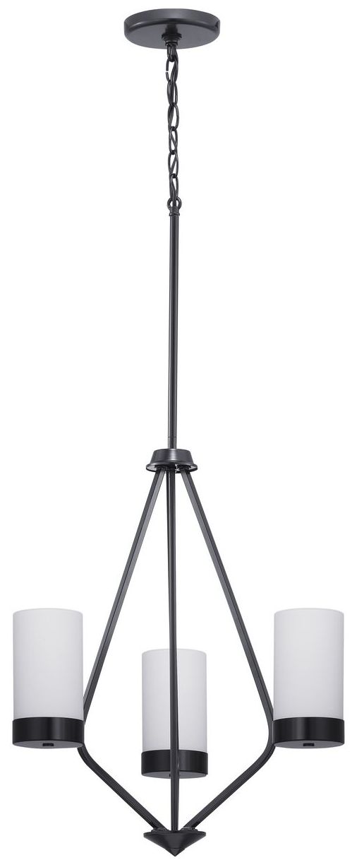 Image 7 Elevate Collection Three-Light Etched White Glass Chandelier Light more views