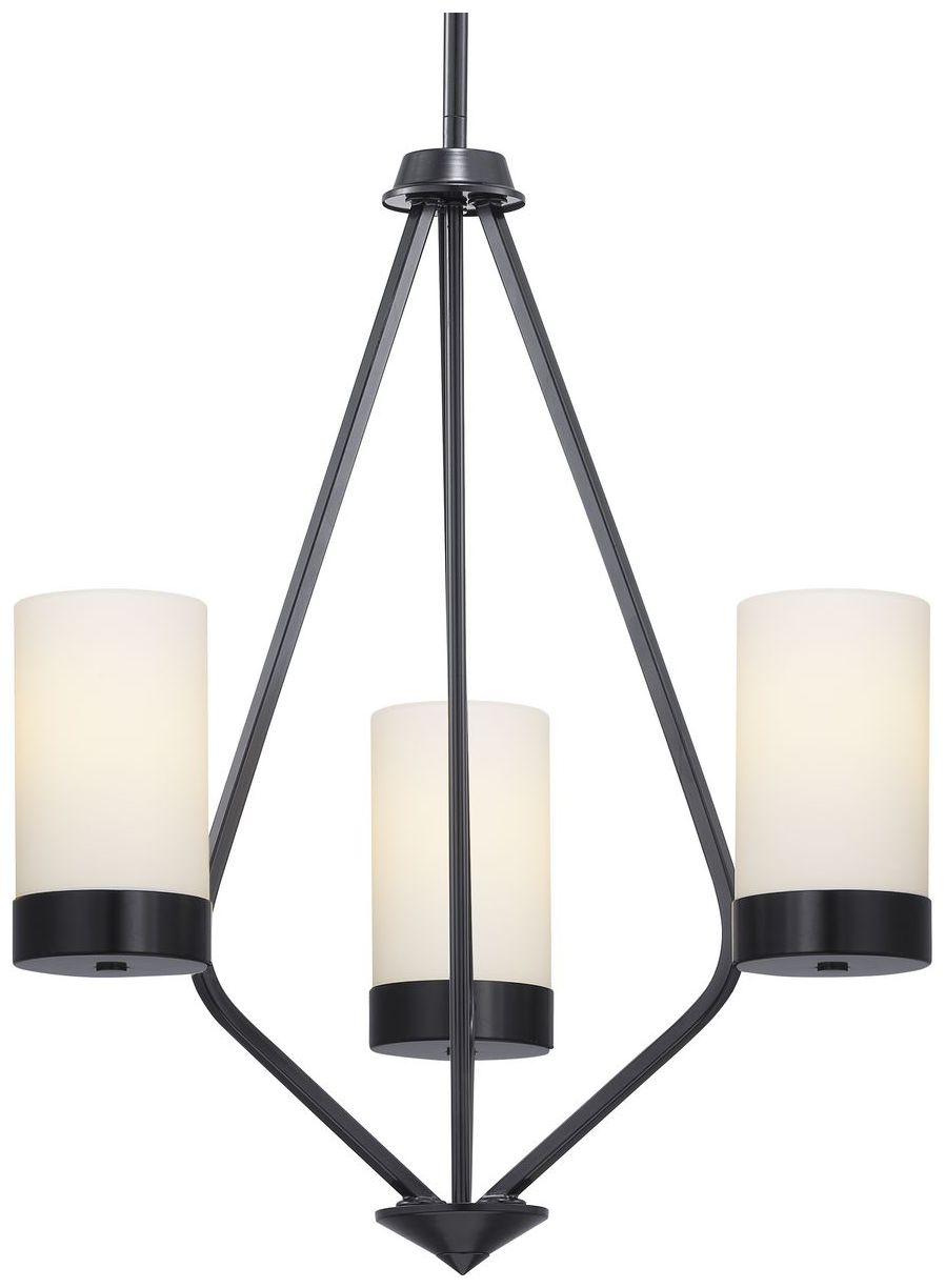 Elevate Collection Three-Light Etched White Glass Chandelier Light