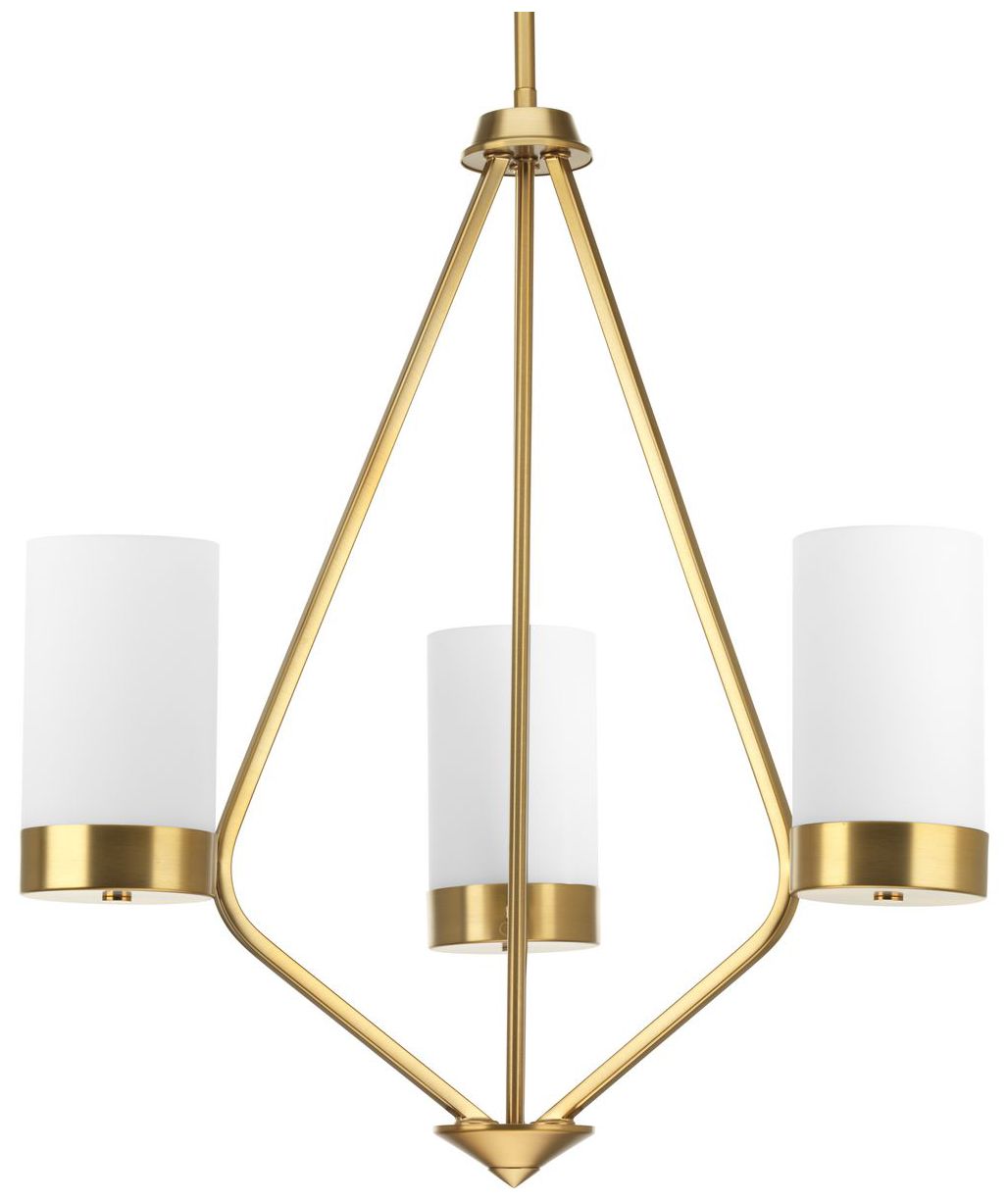 Elevate Collection Three-Light Etched White Glass Chandelier Light