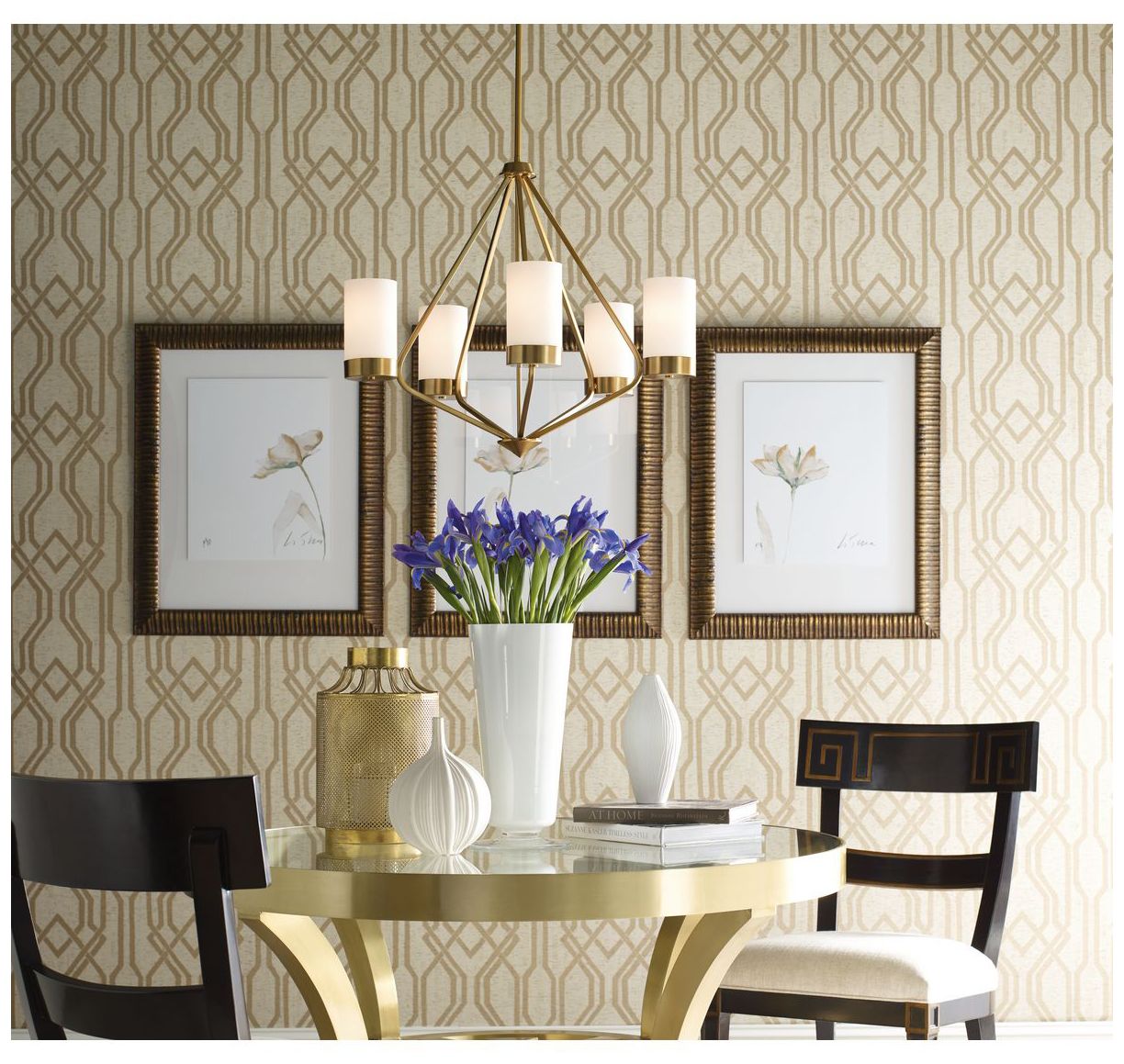 Image 3 Elevate Collection Three-Light Etched White Glass Chandelier Light more views