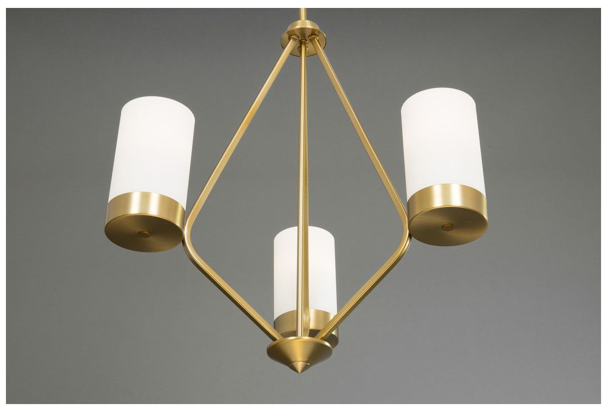 Elevate Collection Three-Light Etched White Glass Chandelier Light